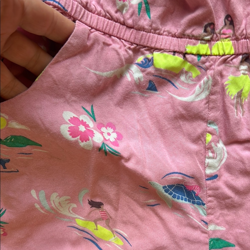 Mini Boden Hawaiian 🌺 Pink Jumpsuit Romper with pockets! So Comfy & Soft - Picture 5 of 5